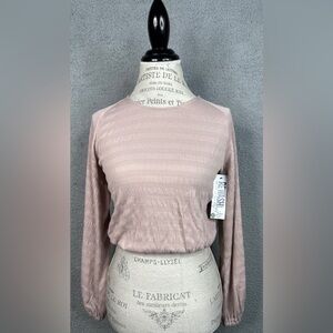 Rewash Brand Light Pink Long-Sleeved Smocked Crop Top Open Back Women’s XS NWT